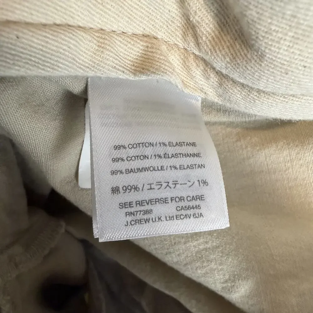 J.Crew 484 Chino Pants Mens 32x34 Beige Stretch Slim Fit‎ Mid-Rise Flat Front